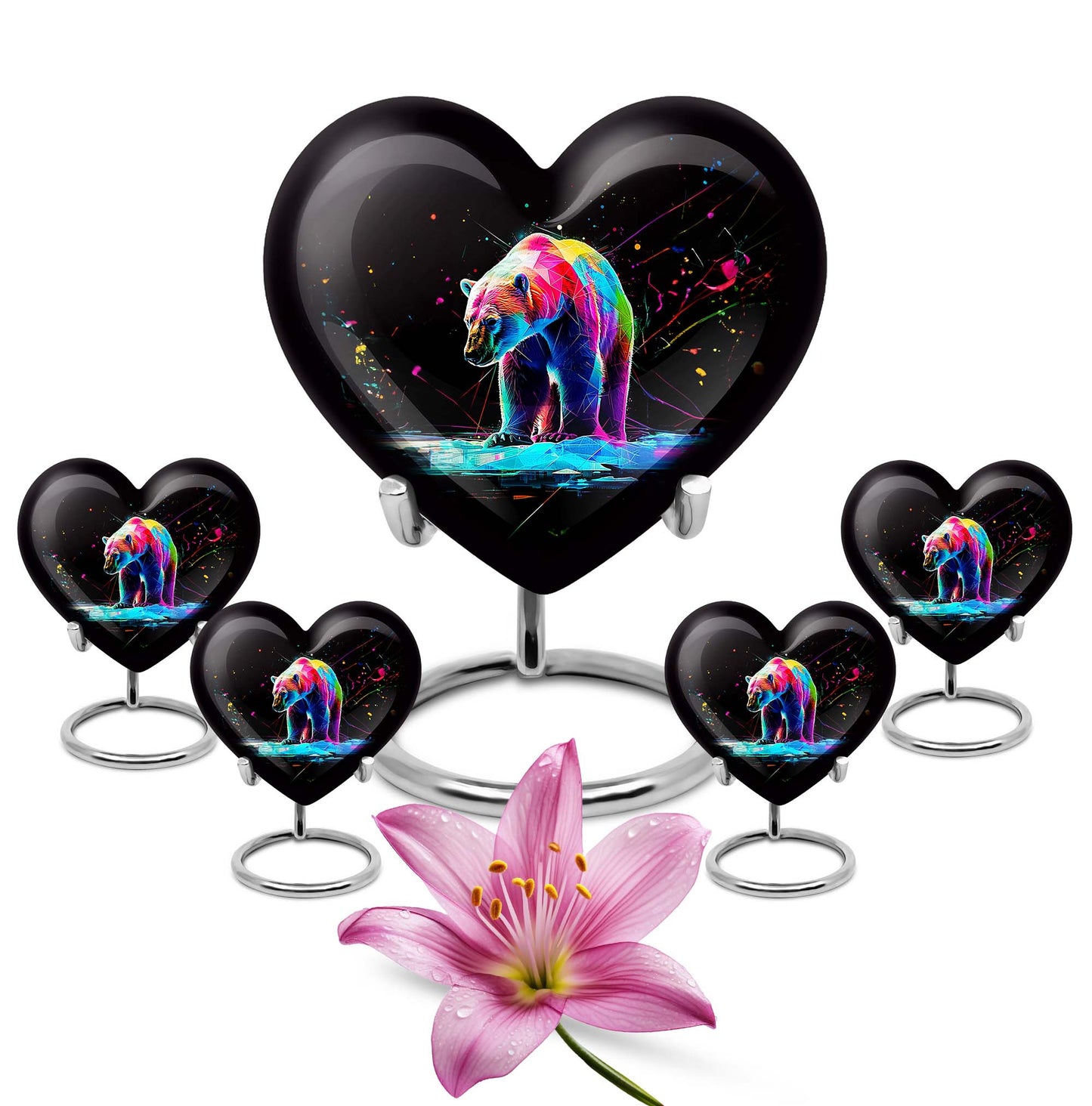 heart-shaped bear urn