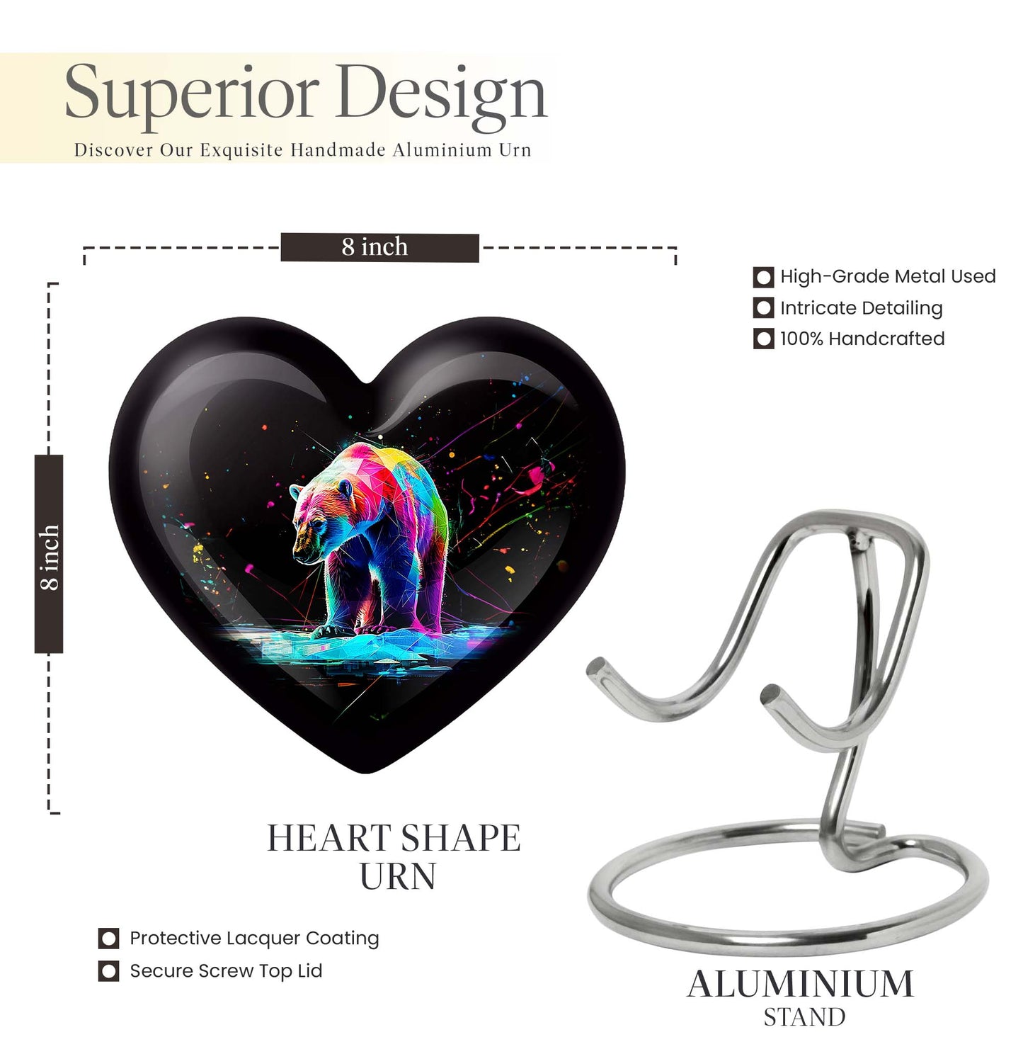 heart-shaped bear urn