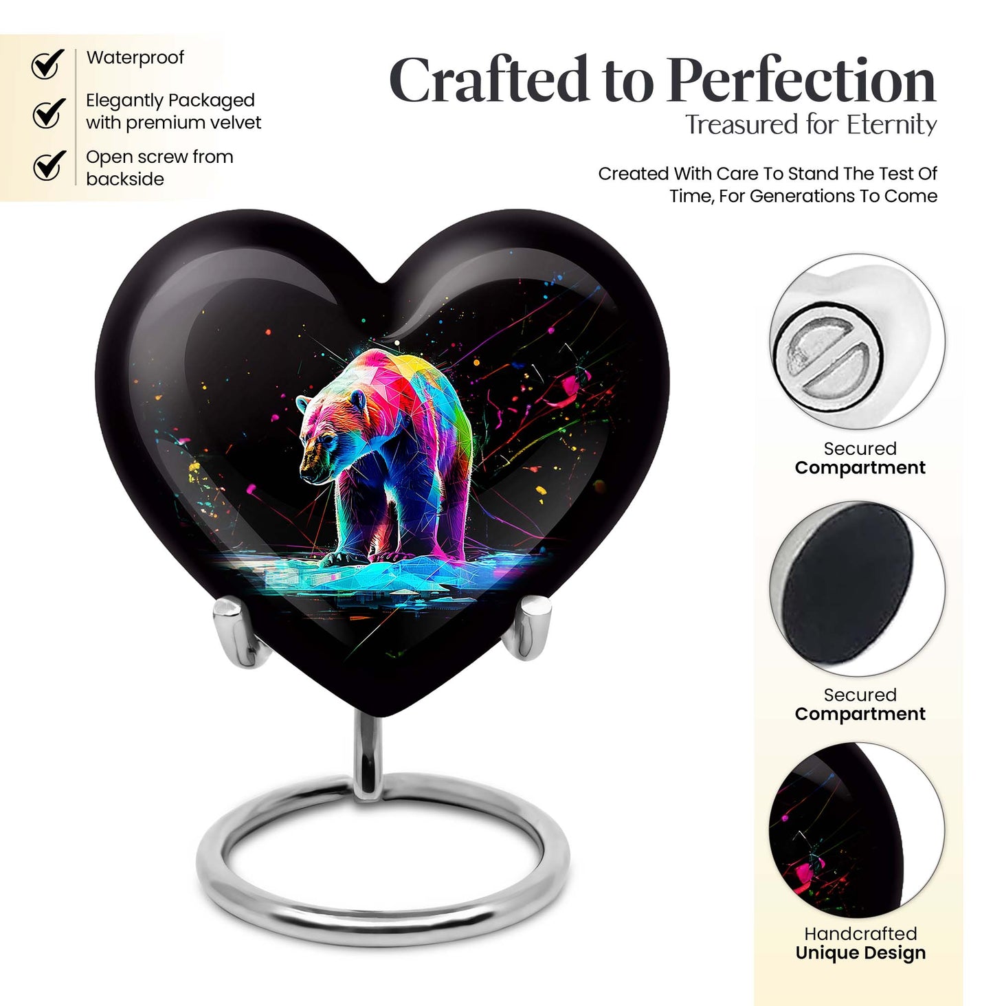 heart-shaped bear urn