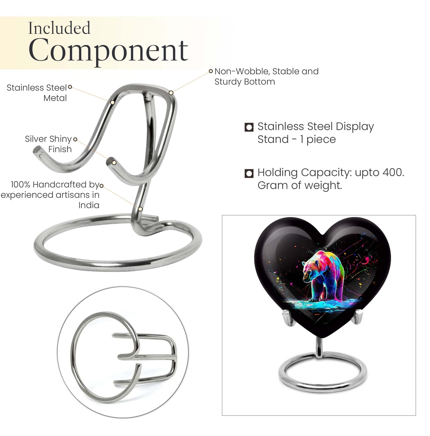 heart-shaped bear urn