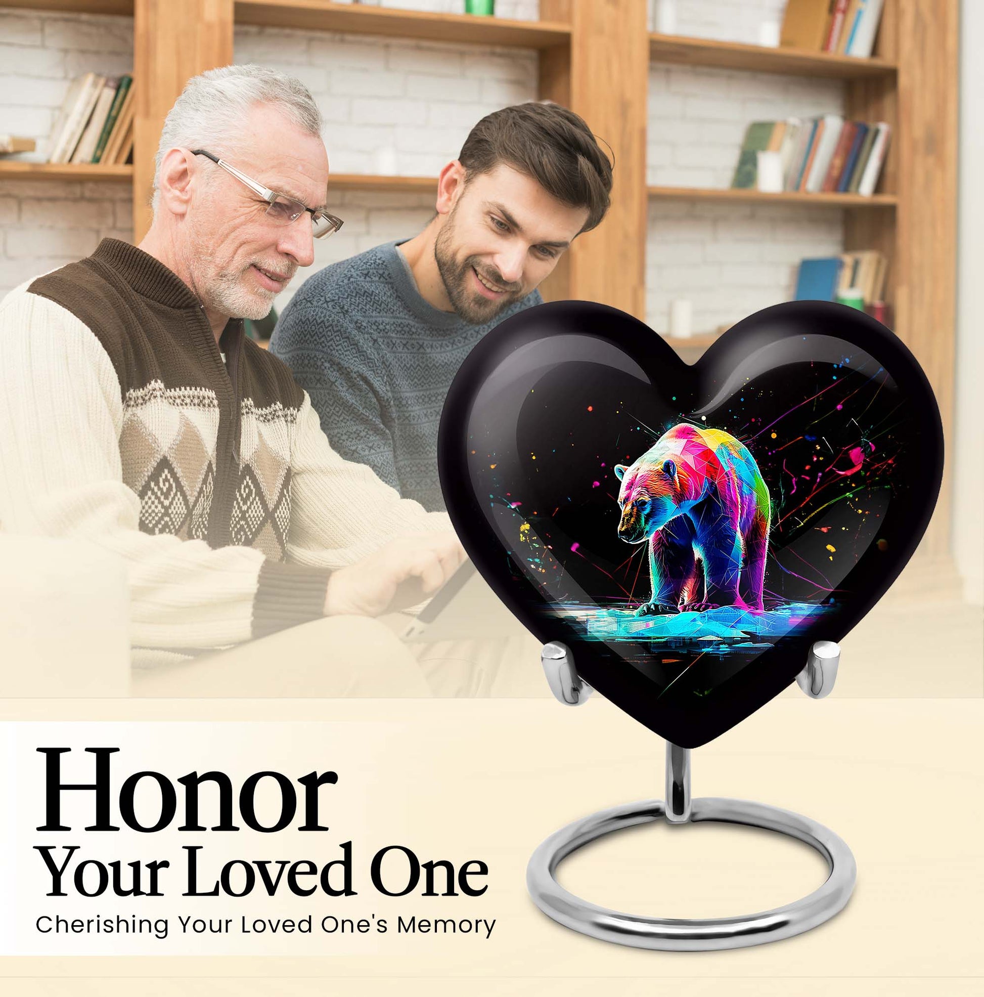 heart-shaped bear urn