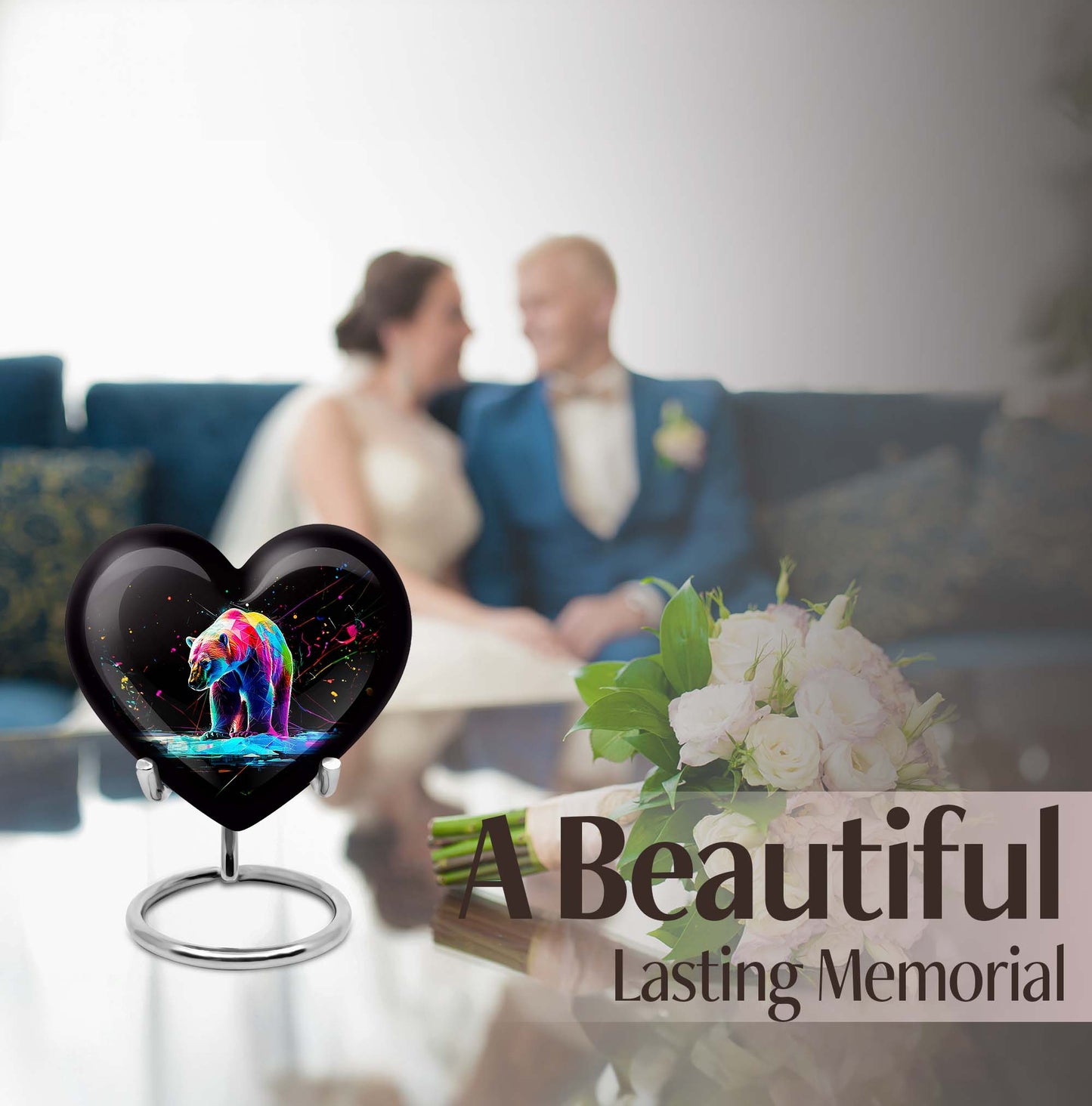 heart-shaped bear urn