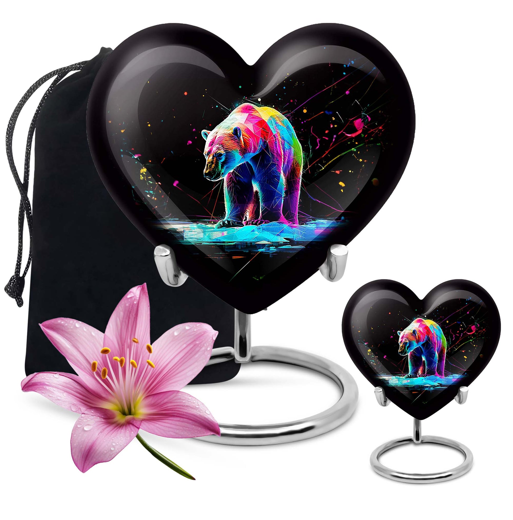 heart-shaped bear urn