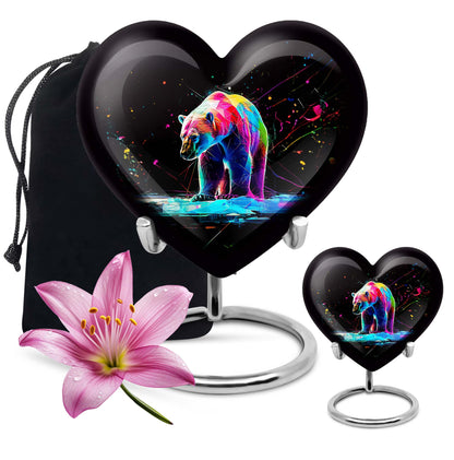 heart-shaped bear urn