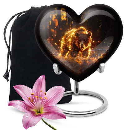 10-inch butterfly-themed heart-shaped bear urn, crafted from aluminium for memorial ashes