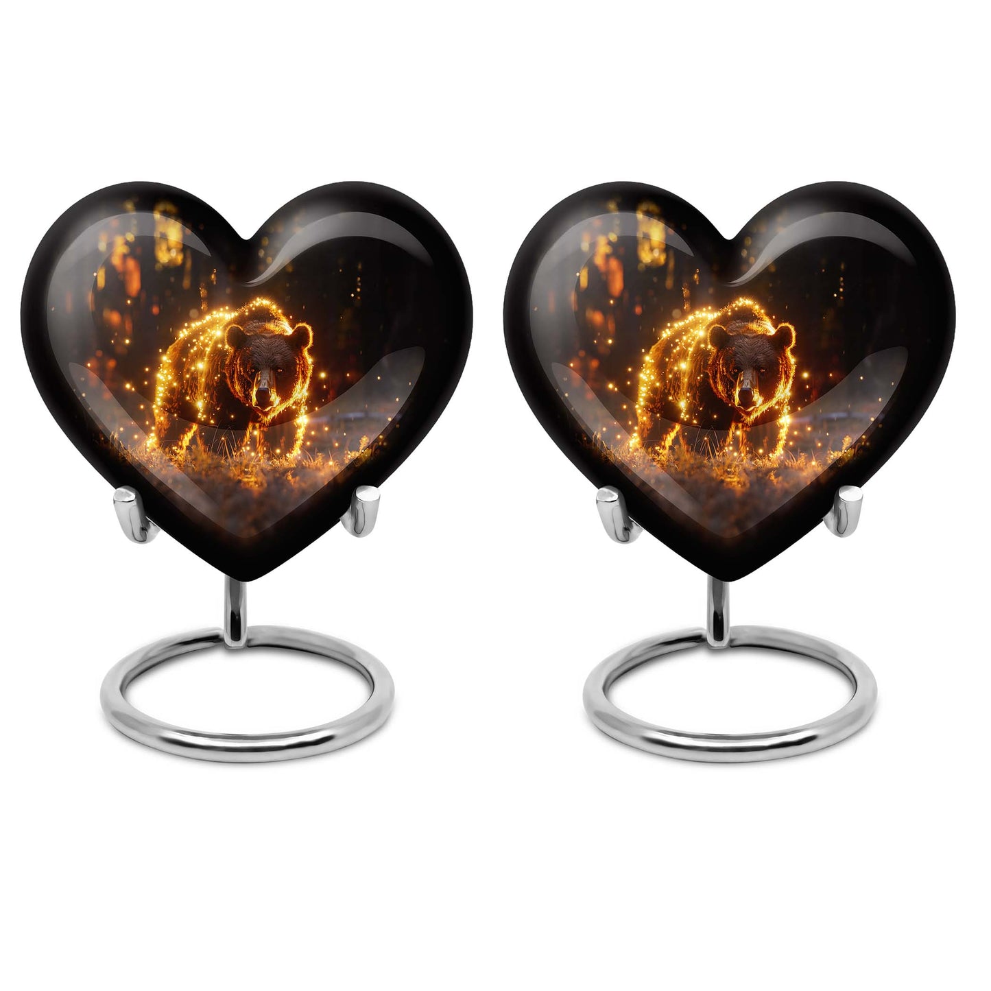 10-inch butterfly-themed heart-shaped bear urn, crafted from aluminium for memorial ashes