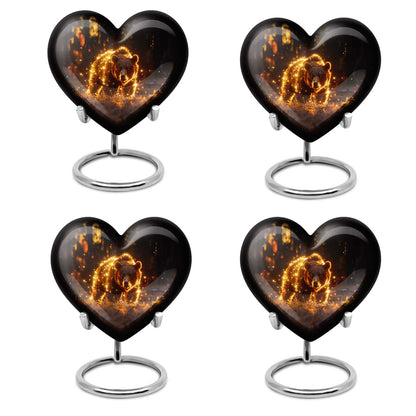 10-inch butterfly-themed heart-shaped bear urn, crafted from aluminium for memorial ashes