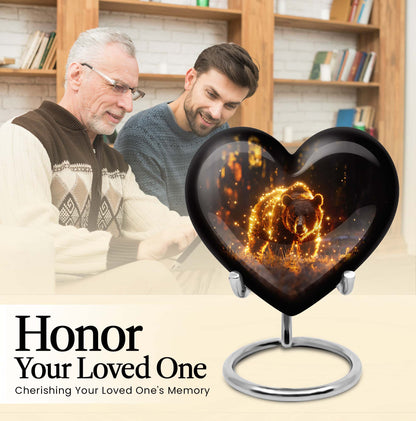 10-inch butterfly-themed heart-shaped bear urn, crafted from aluminium for memorial ashes