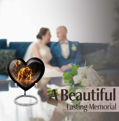 10-inch butterfly-themed heart-shaped bear urn, crafted from aluminium for memorial ashes