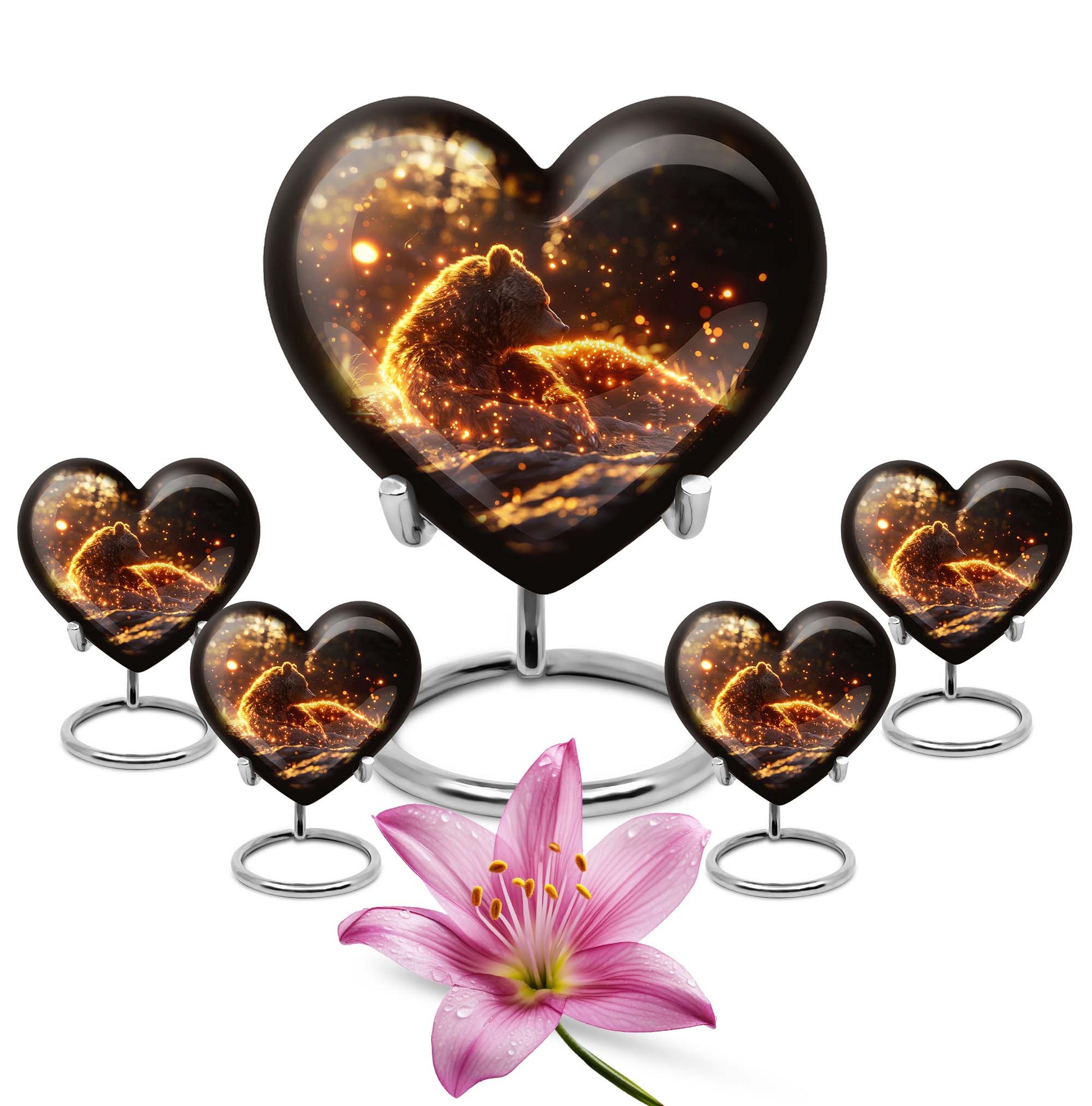 Bear Theme Large Urn With 4 Keepsake Urn