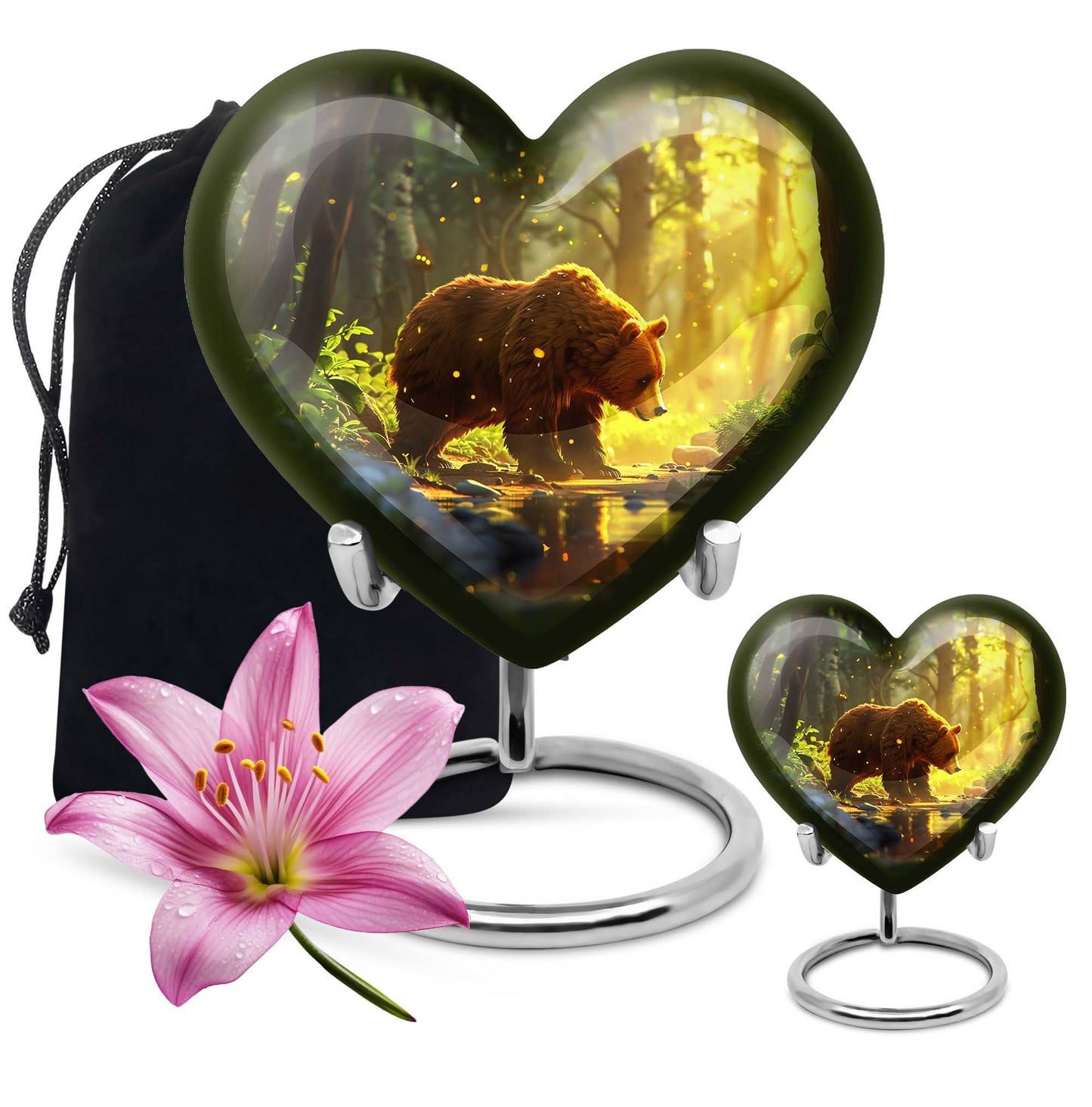 Bear Theme Large Urn With 1 Keepsake Urn