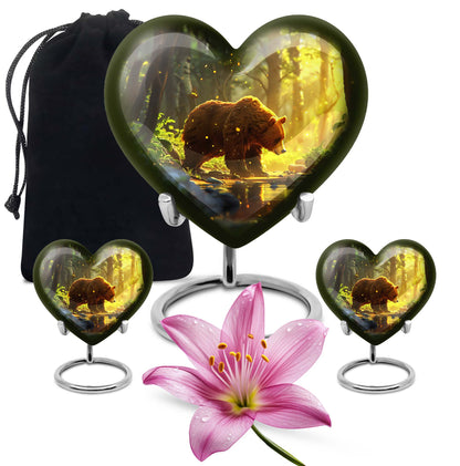 Bear Theme Large Urn With 2 Keepsake Urn