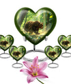 10-inch heart-shaped bear urn with butterfly theme, made of aluminium and customization option