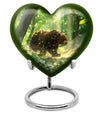 10-inch heart-shaped bear urn with butterfly theme, made of aluminium and customization option