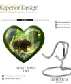 10-inch heart-shaped bear urn with butterfly theme, made of aluminium and customization option