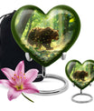 10-inch heart-shaped bear urn with butterfly theme, made of aluminium and customization option