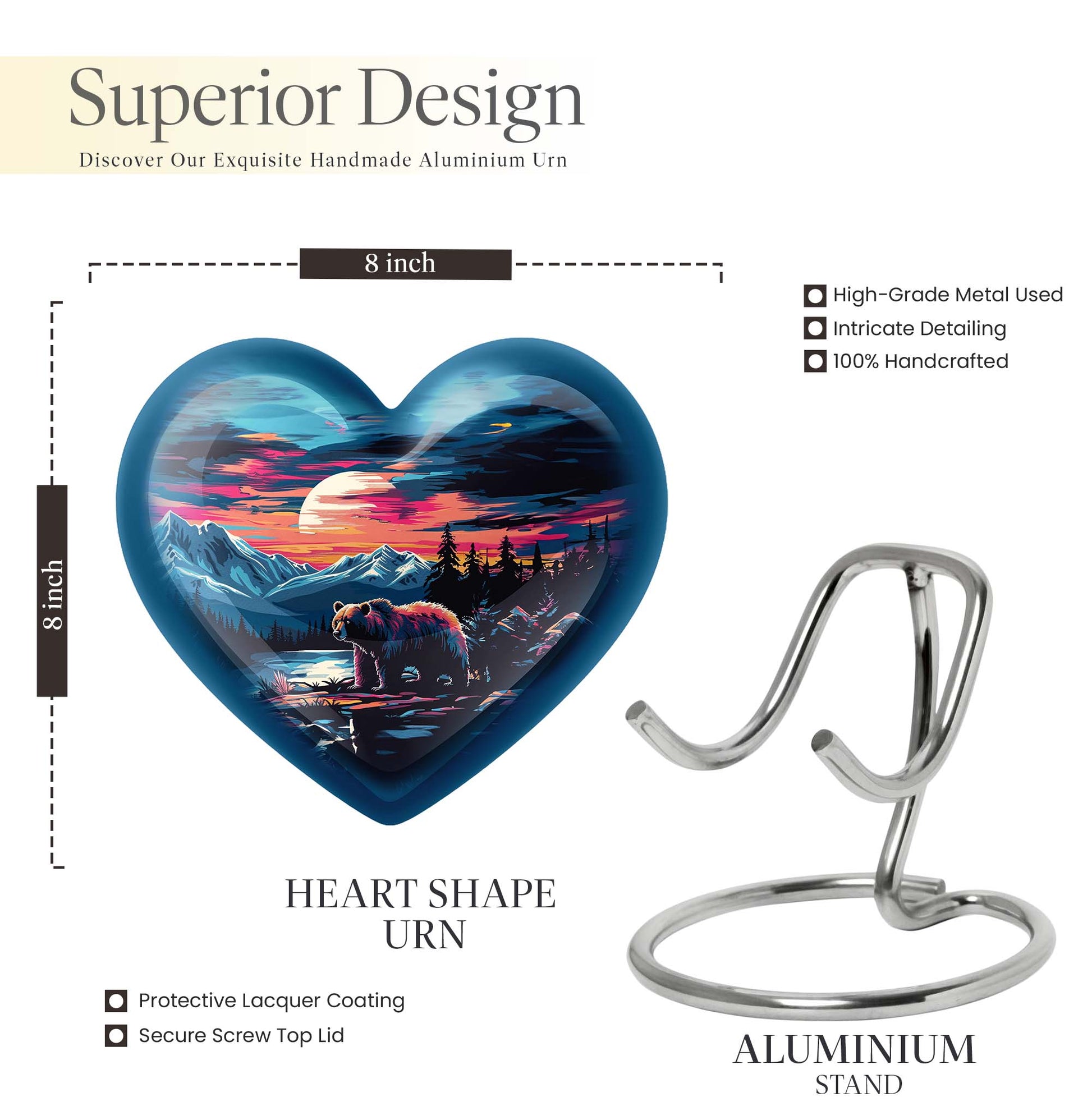  heart-shaped bear urn