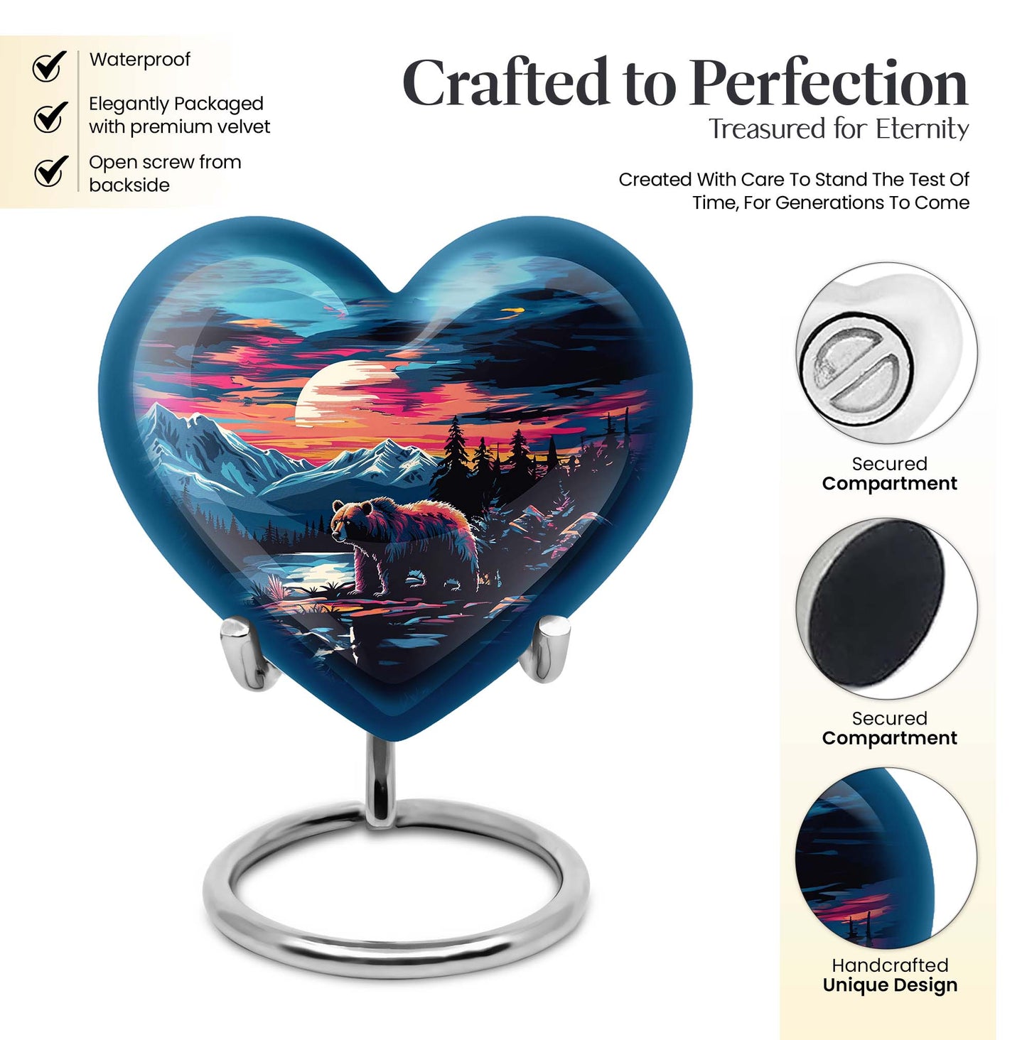  heart-shaped bear urn