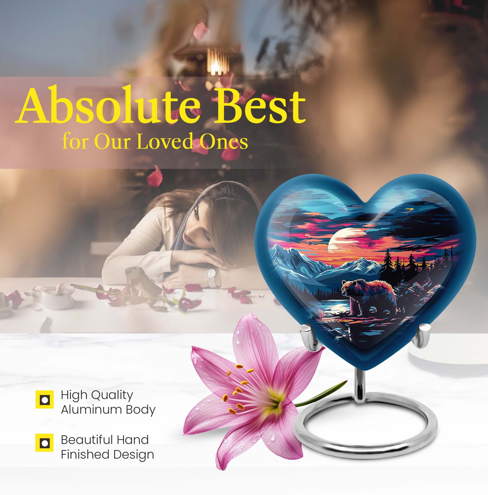  heart-shaped bear urn