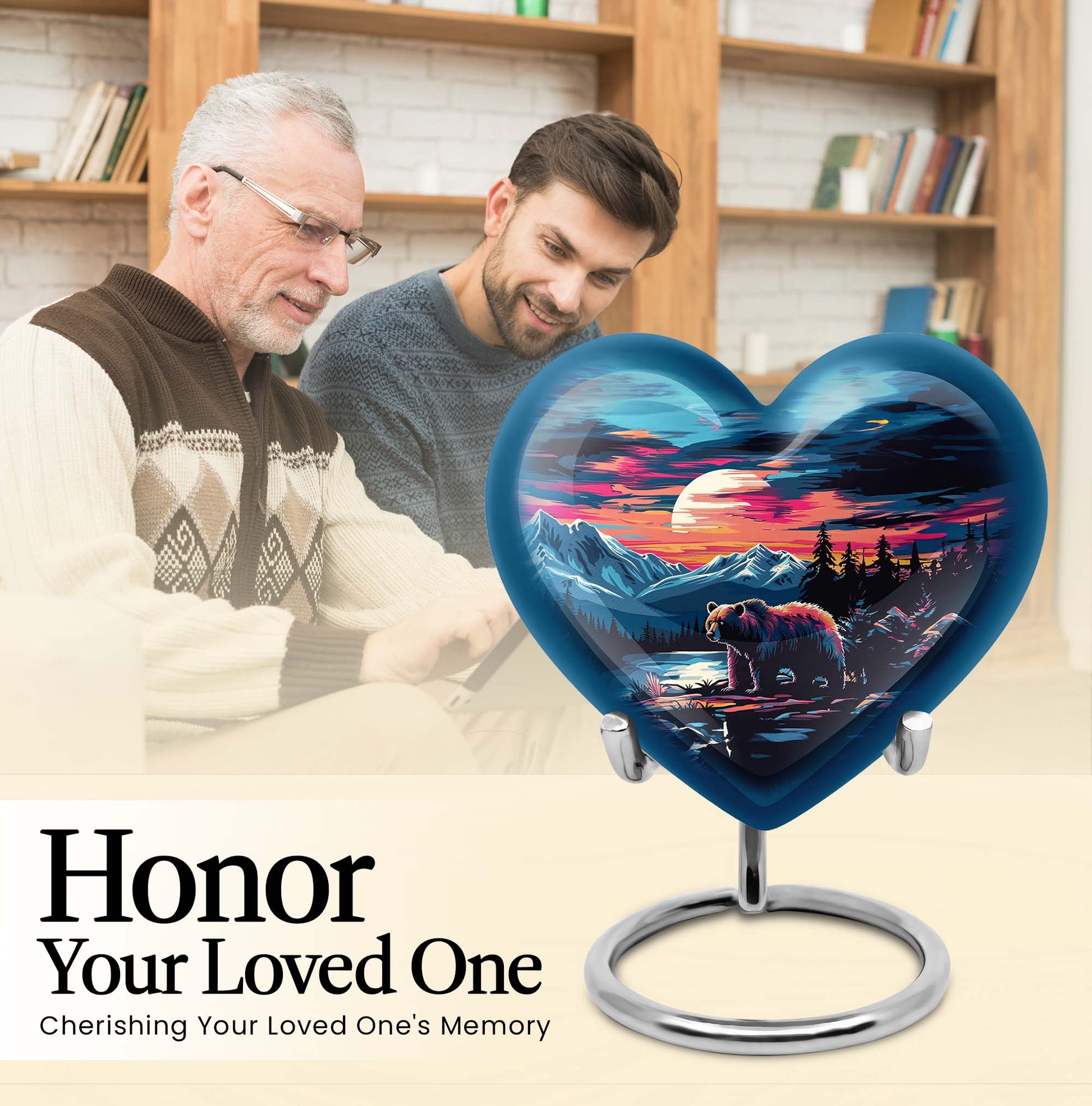  heart-shaped bear urn