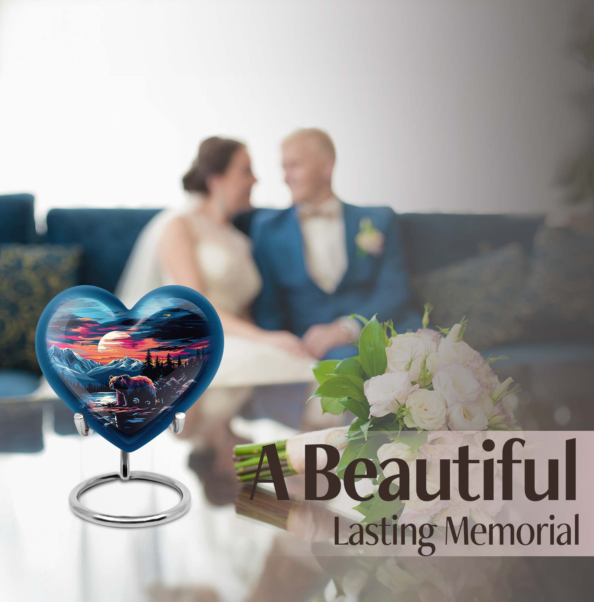  heart-shaped bear urn