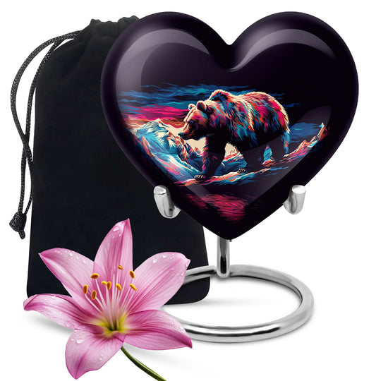 heart-shaped bear urn