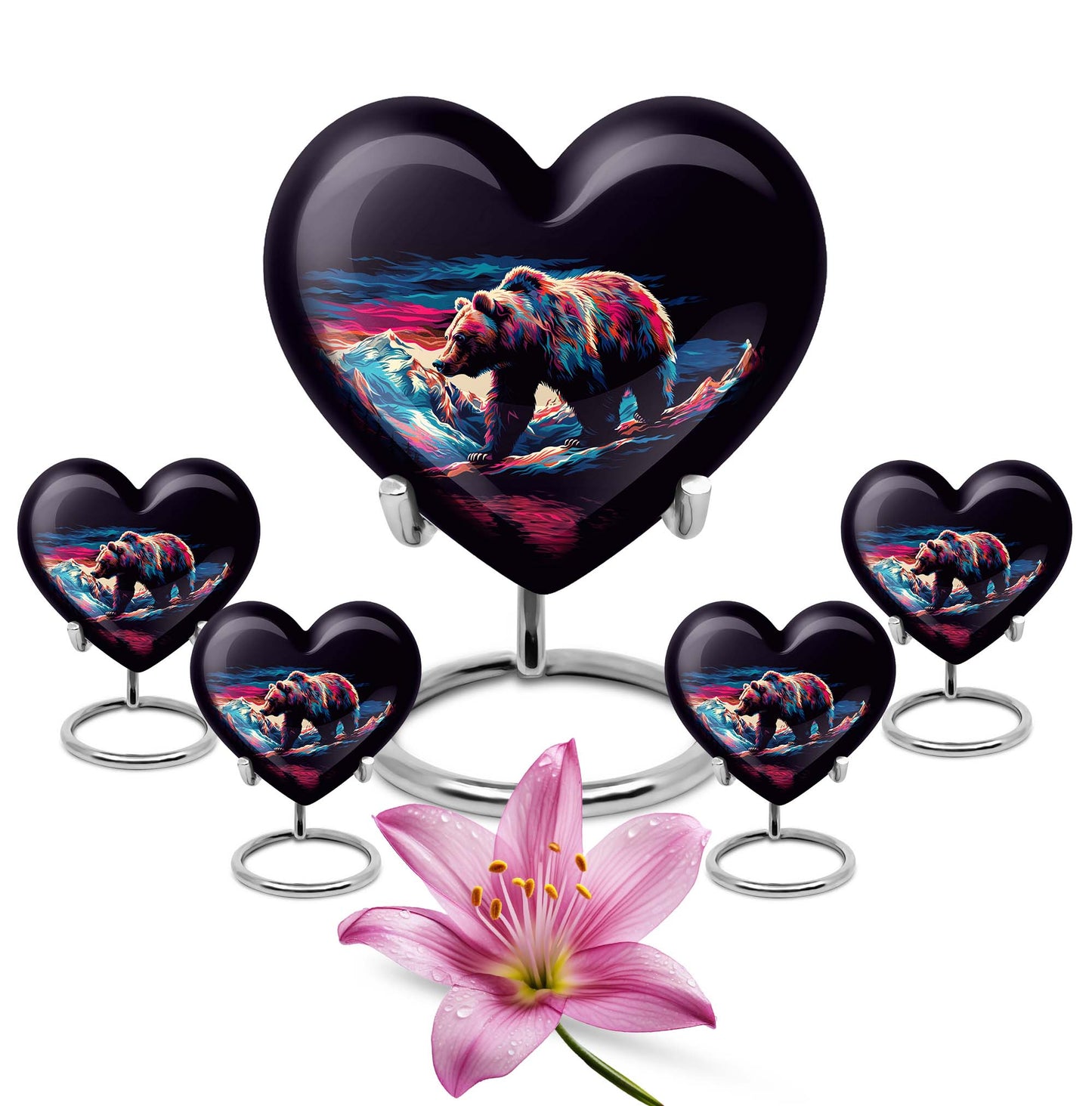 heart-shaped bear urn
