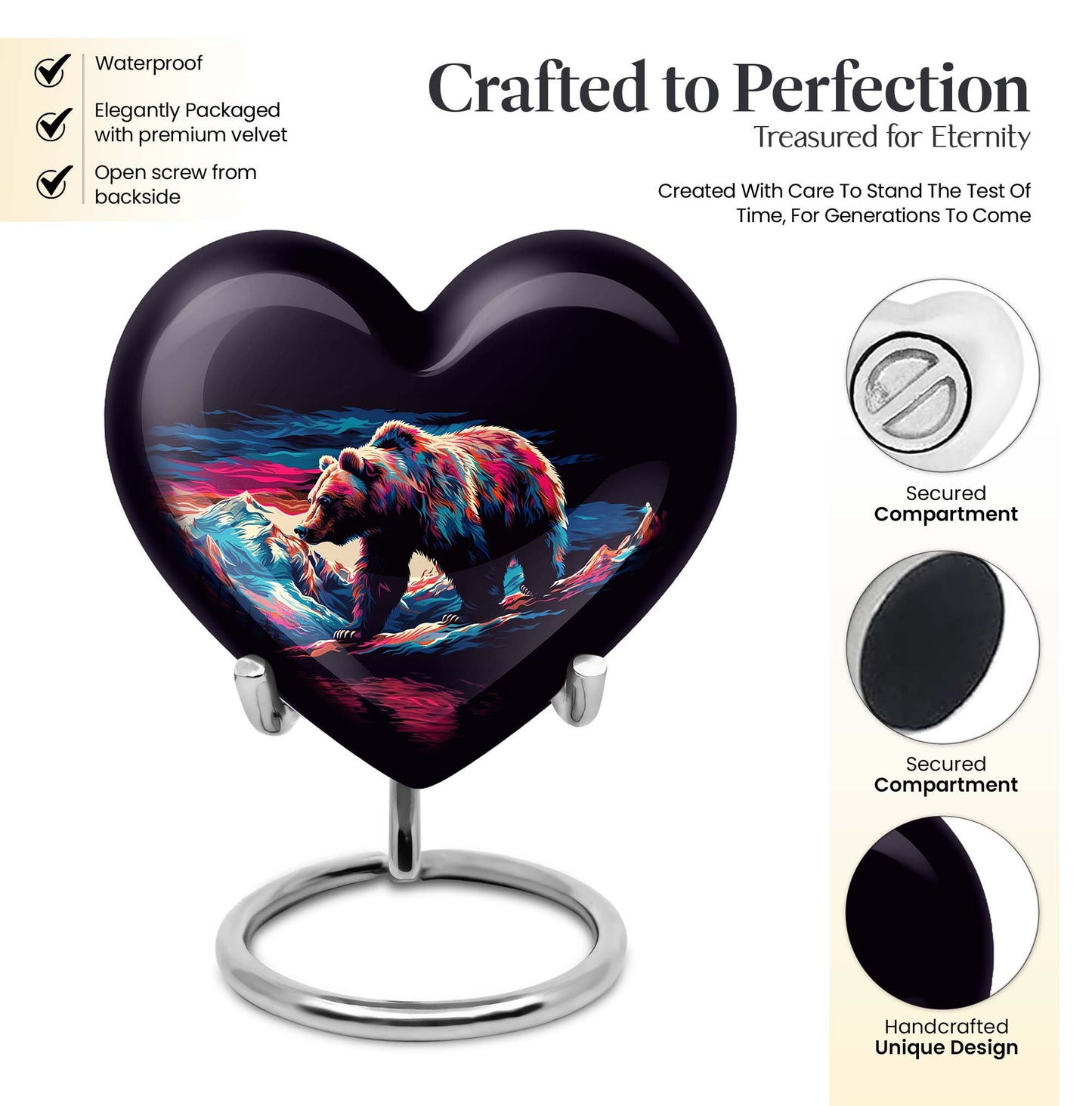 heart-shaped bear urn