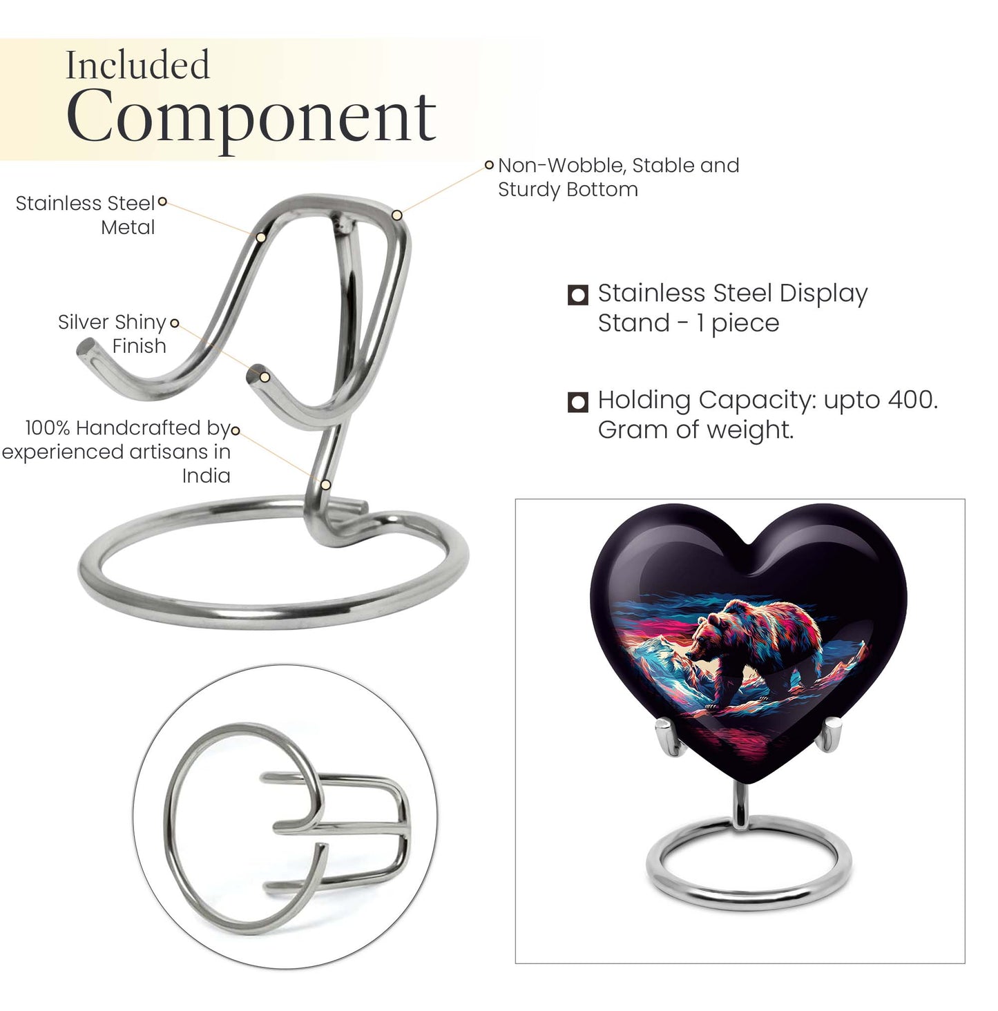heart-shaped bear urn
