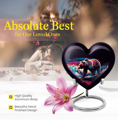 heart-shaped bear urn