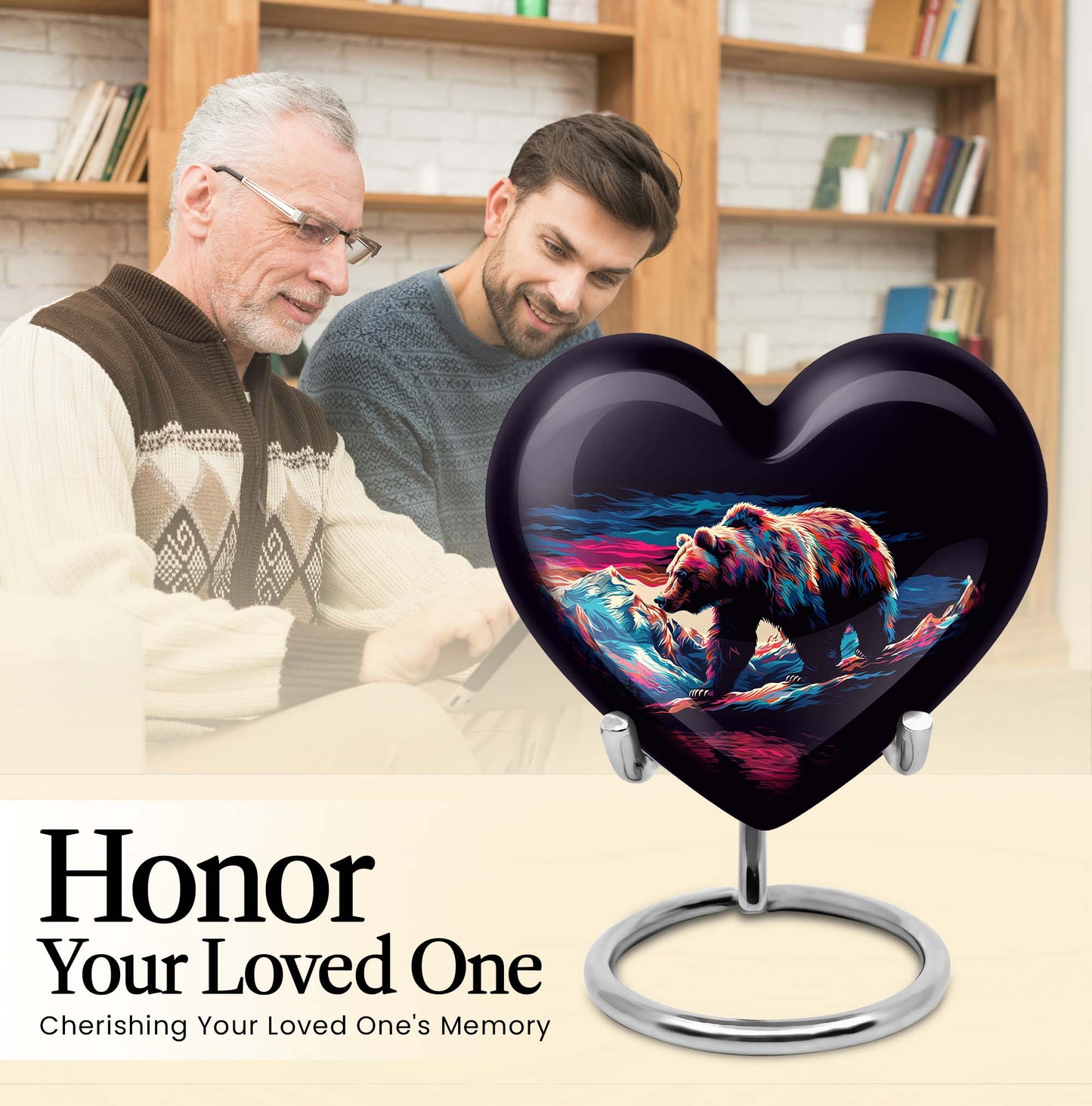 heart-shaped bear urn