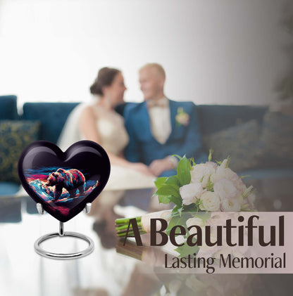heart-shaped bear urn