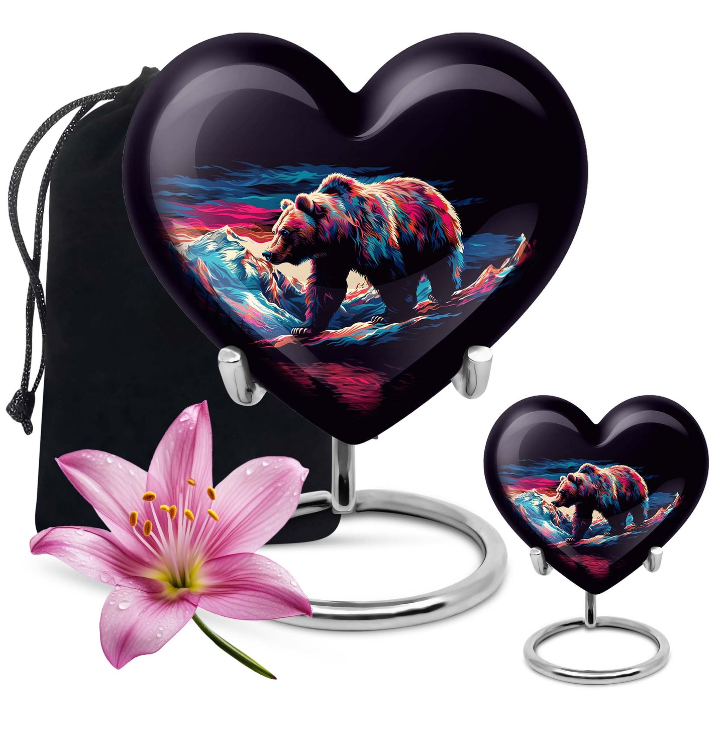 heart-shaped bear urn