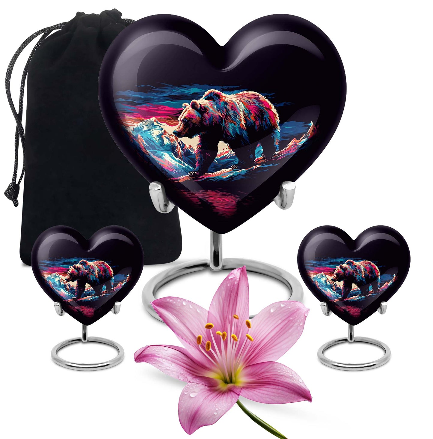 heart-shaped bear urn