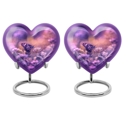 Butterfly themed Heart Memorial Urn
