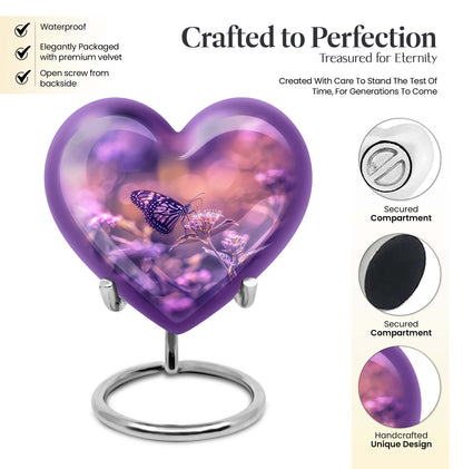 Butterfly themed Heart Memorial Urn