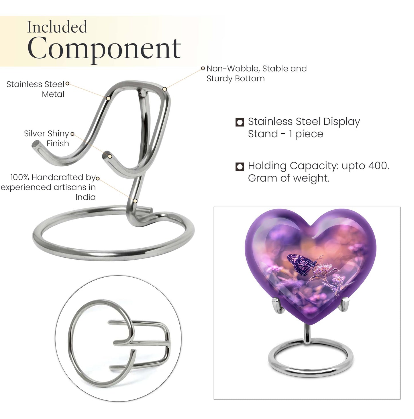 Butterfly themed Heart Memorial Urn