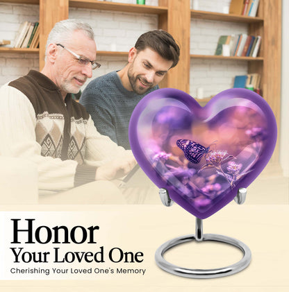 Butterfly themed Heart Memorial Urn