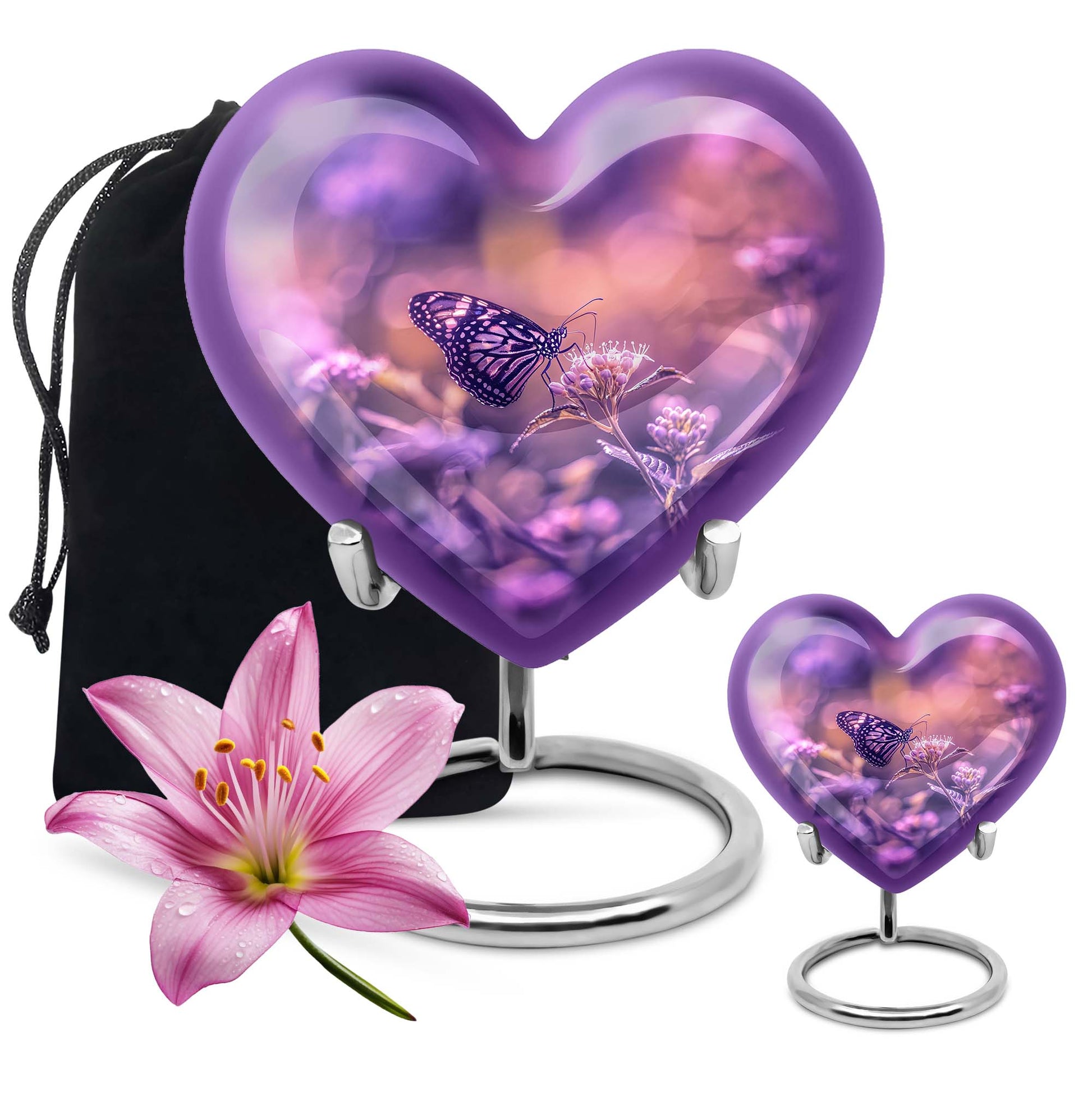 Butterfly Theme Large Urn With 1 Keepsake Urn