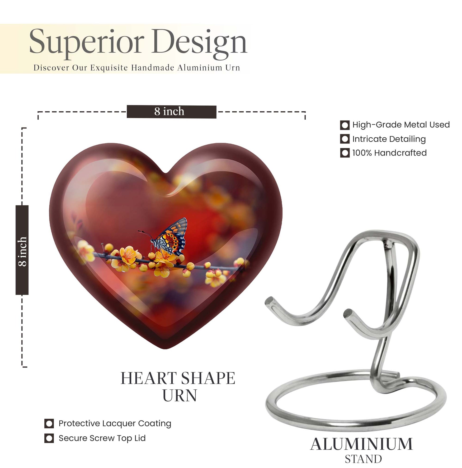 butterfly heart urn for human ashes