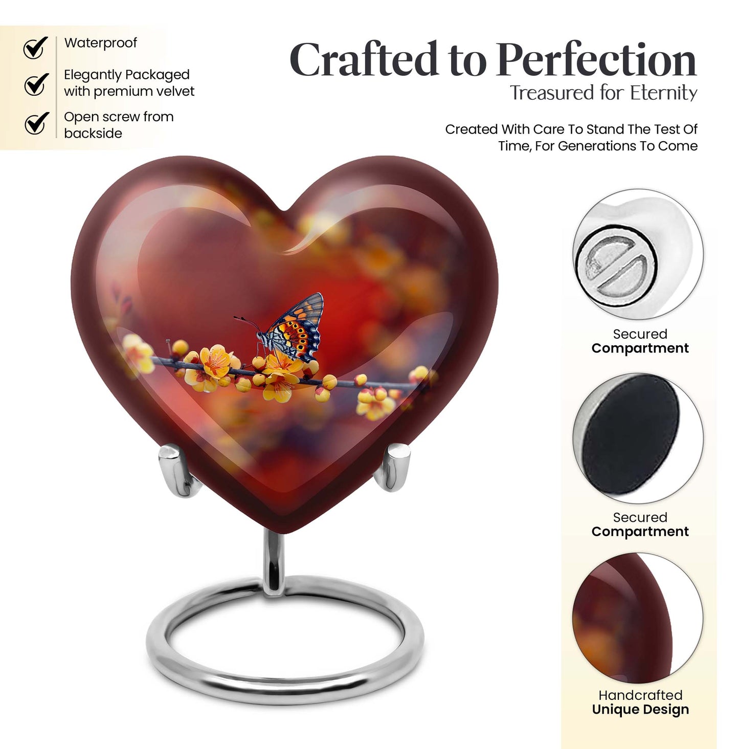 butterfly heart urn for human ashes
