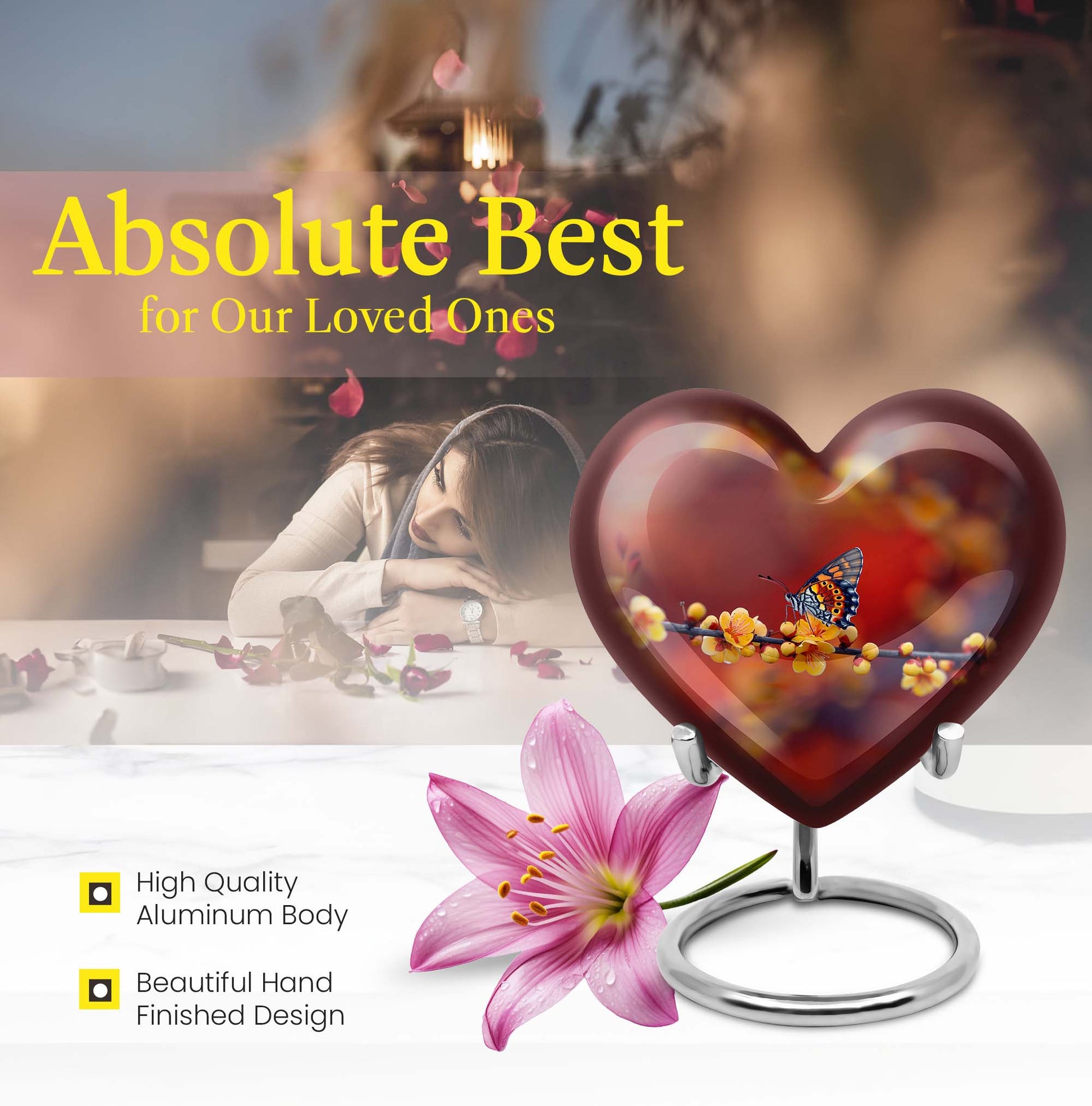 butterfly heart urn for human ashes