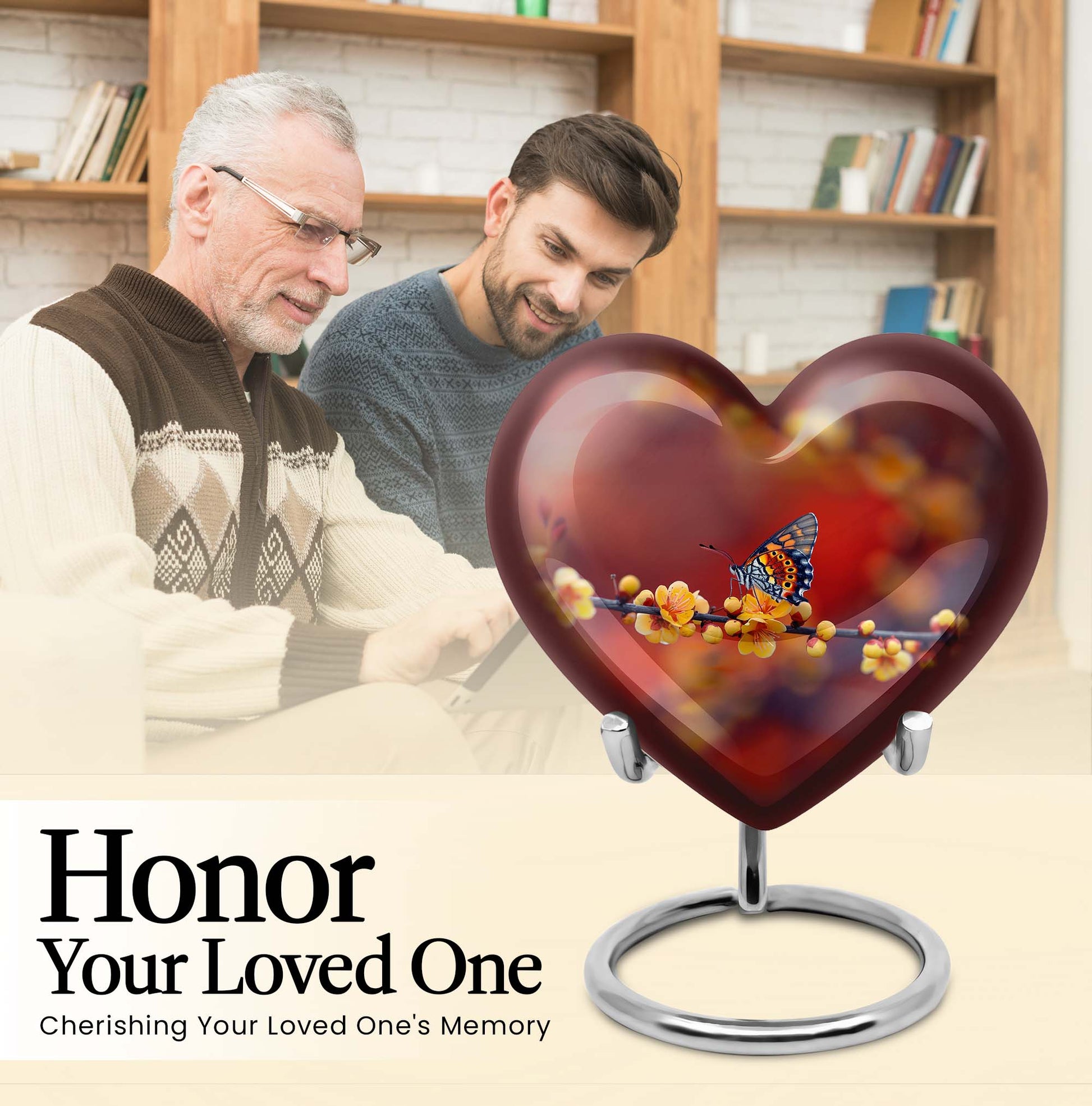 butterfly heart urn for human ashes