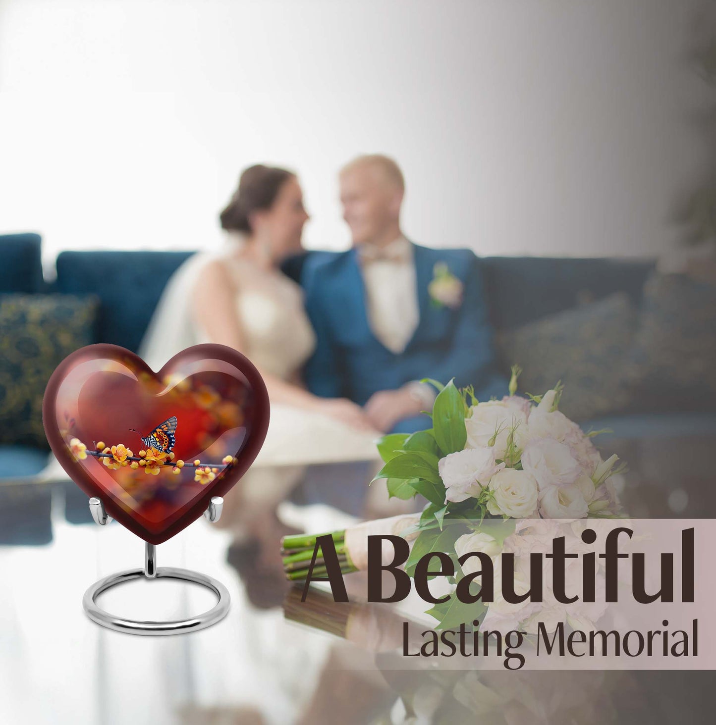 butterfly heart urn for human ashes