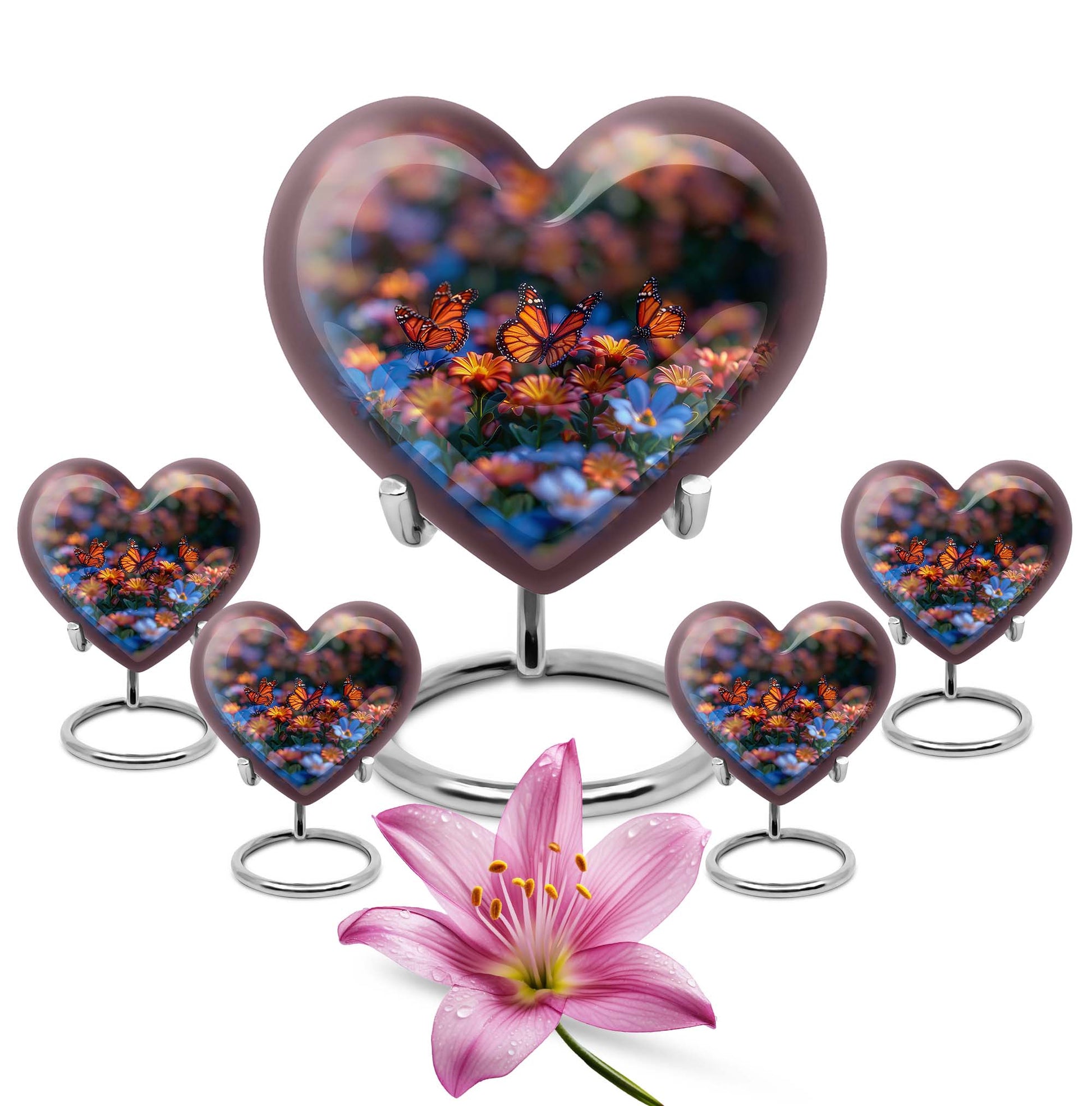 10-inch butterfly heart urn, memorial urn for ashes, personalized with engraving