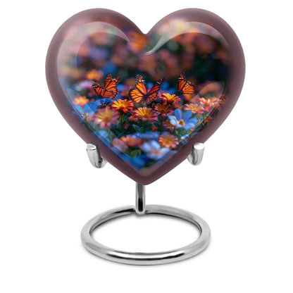 10-inch butterfly heart urn, memorial urn for ashes, personalized with engraving