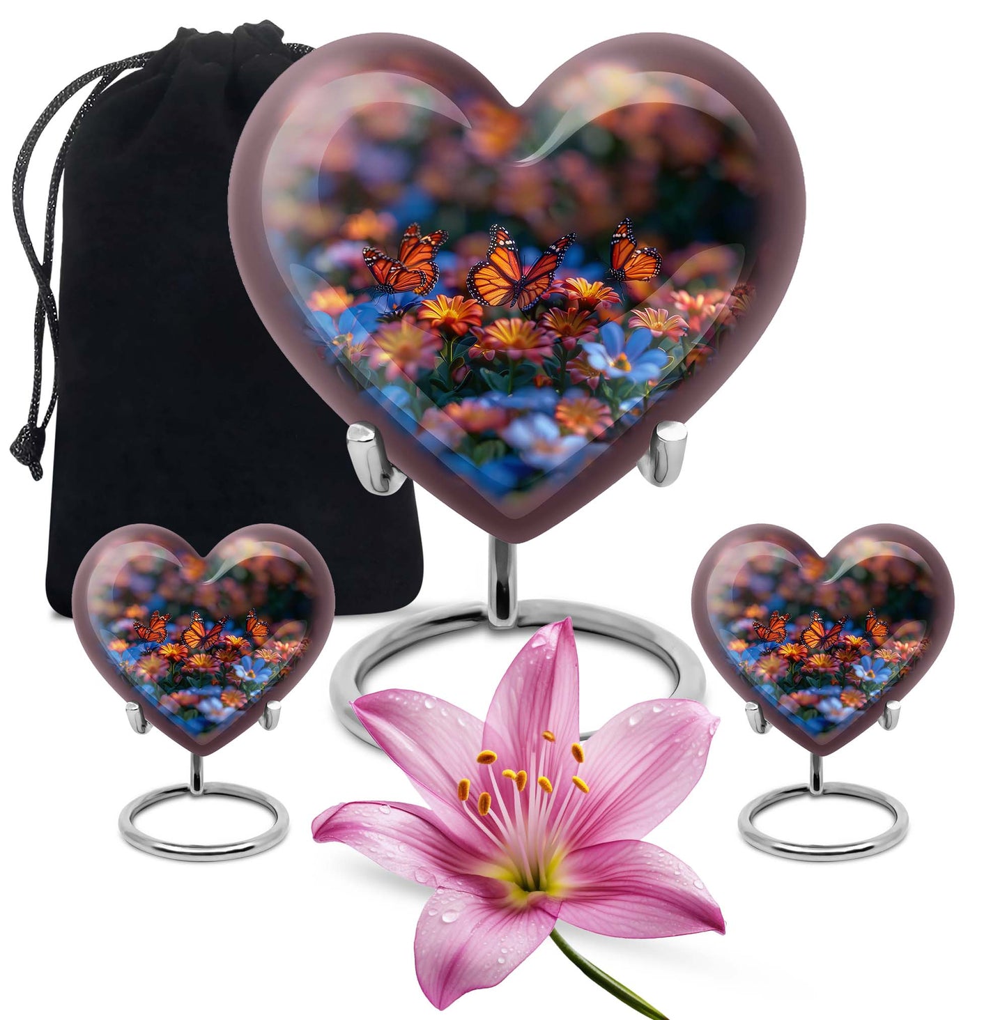10-inch butterfly heart urn, memorial urn for ashes, personalized with engraving