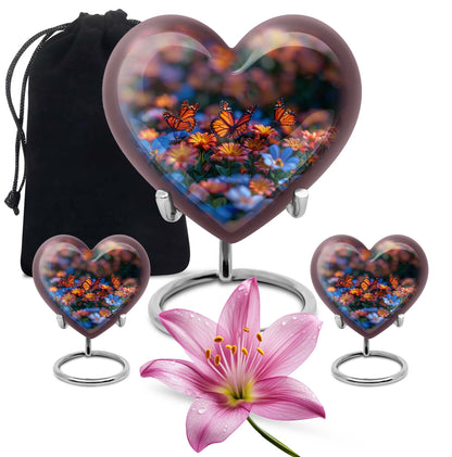 10-inch butterfly heart urn, memorial urn for ashes, personalized with engraving