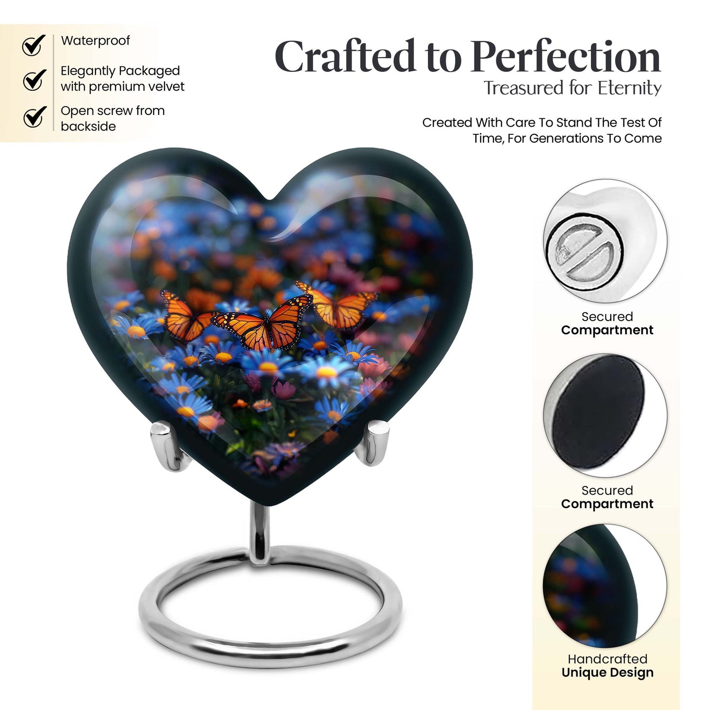 Heart memorial large urn for human ashes, customizable