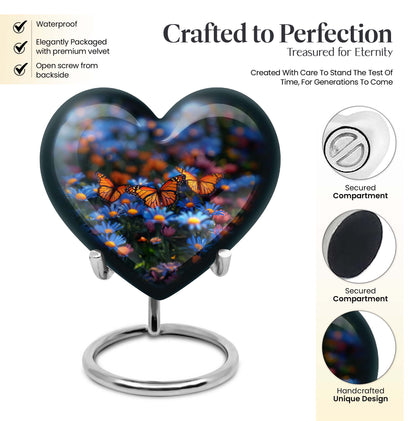 Heart memorial large urn for human ashes, customizable